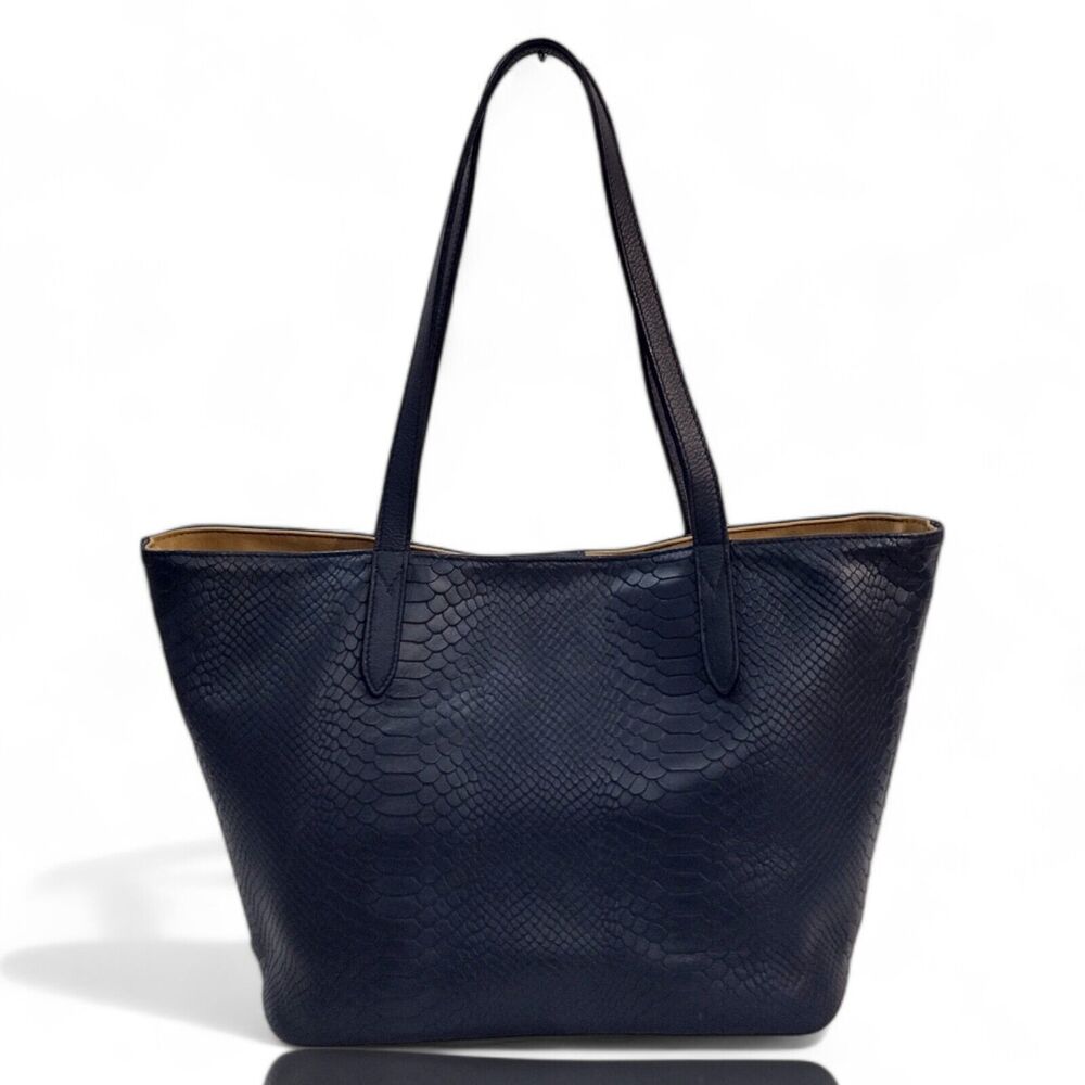 Gigi Pre-Owned New York TEDDIE TOTE Navy Embossed Python Leather